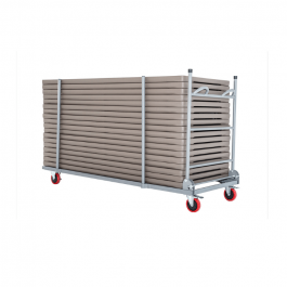 Chariot de transport - ZOWN-Maxchief- pour tables 120/150/180/244x76cm .Structures acier grise. , résistante.