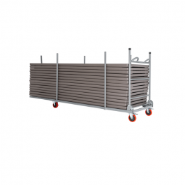 Chariot de transport - ZOWN-Maxchief- pour tables 120/150/180/244x76cm .Structures acier grise. , résistante.