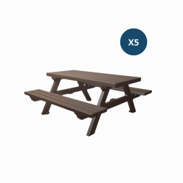 Lot de 3 Tables pique-nique Isola - plateau monobloc- 200 cm - PMR - HANIT