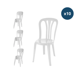 chaises blanche empilable Bistrot Garrotxa, plastique, résistante, solide, polyéthylène HDPE pur, recyclable