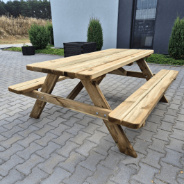 Table pique-nique en bois à poser 180x75cm résistante, solide , éco-responsable Poids : 87 kg