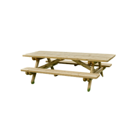 Table pique-nique en bois à poser 230x90cm PMR résistante, solide , éco-responsable Poids : 138 kg