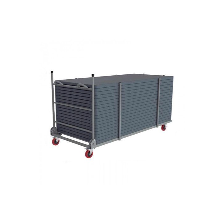 Chariot de transport  ZOWN-Maxchief pour tables rectangulaires largeur 90cm .En acier peint gris. , résistante.