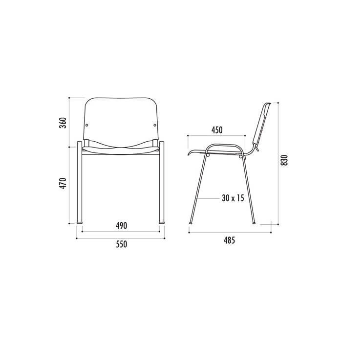 Chaise empilable de bureau ISO